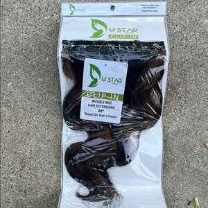 Hair extensions Clip-In Hair Extensions Balayage Dark Brown Chestnut USTAR NEW